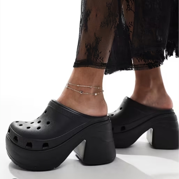 CROCS Unisex Mens 10 Women's 12 Black Siren Elevated Clogs - Size 12 NWT - Picture 5 of 7